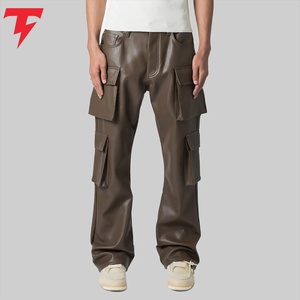 <b>Men</b> Genuine <b>Leather</b> High Button Fly Waterproof Breathable Modern Fit Casual <b>Leather</b> <b>Pants</b> Comfortable Durable Stylish Fashion - Product Image 1
