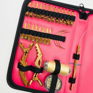 Professional Stainless Steel Hair Extension Tools Set Gold 3-Hole Plier with Hair Section Clips & <b>Beads</b> <b>Thread</b> Alligator Clips - Product Image 2