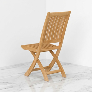 Chaise de plage pliante en teck pour bord de piscine, dossier à lattes incurvé classique, cadre à pieds droits, pour projets hôteliers et balnéaires - Product Image 2