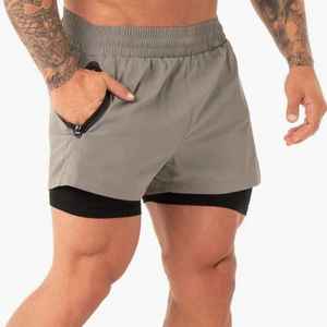 Pantalones Cortos Deportivos para Hombre, de Verano, para Gimnasio, Fitness, Secado Rápido, Transpirables, Elásticos, para Entrenamiento, Deportes al Aire Libre, Correr, Doble Capa - Product Image 1