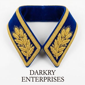 Servicio de Personalización de Cuellos Mandarín de Terciopelo Azul Real con Bordado de Lingotes de Oro Hecho a Mano - Product Image 4