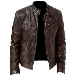 Chaqueta de Motociclista Casual para Hombre, de Cuero Sintético, con Cuello Alto, Cierre Frontal, Resistente al Viento y Transpirable, para Otoño e Invierno - Product Image 1