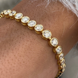 Genuine IGI Certified Lab Diamond Link Bracelet <b>Solid</b> 14K <b>Gold</b> Elegant Round Cut Stones Yellow White Rose Finish - Product Image 1