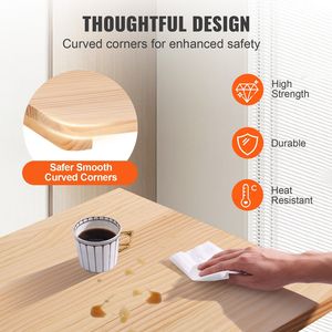 Tavolo Pieghevole a Parete in Legno Massello 80x5 cm, Scrivania Flottante per Sala da Pranzo, Ufficio o Lavanderia, Ideale per Computer - Product Image 5