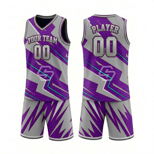 Maillot de basket-ball personnalisé imprimé par sublimation, 100% polyester, unisexe, col en V, sans manches, vêtements de sport pour adultes, évacuation de l'humidité - Product Image 2