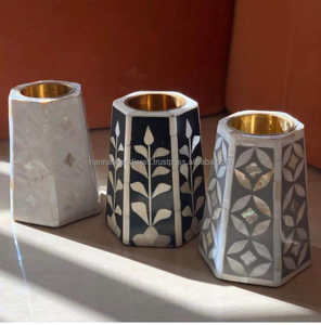 Portavelas y Quemador de Incienso Ecológico con Incrustaciones de Hueso y Madera para Decoración del Hogar, Venta al por Mayor desde India - Product Image 2