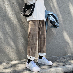 Pantalon Harem Droit Taille Mi-Haute pour Homme 100% Coton Tissé Décontracté Respirant Plissé Devant avec Cordon de Serrage Style Hiver Mi-Lourd - Product Image 3