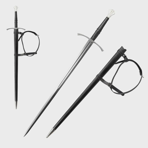 Espada larga italiana medieval negra de 120 cm con funda de cuero, artículos decorativos artísticos - Product Image 6