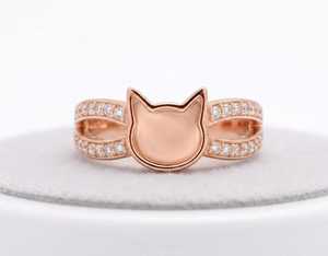 925 Sterling Silver 6mm <b>Cat</b> Face <b>Ring</b> with CZ Shank Blank Resin Ashes Memorial <b>Ring</b> <b>Cat</b> Lover Animal <b>Ring</b> DIY Keepsake Jewelry - Product Image 5