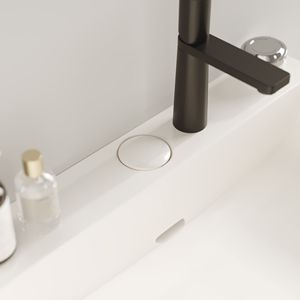 24 \ "bianco lucido bagno Set Freestanding Console lavello rettangolare in ceramica rubinetto aperto gambe in metallo - Product Image 3