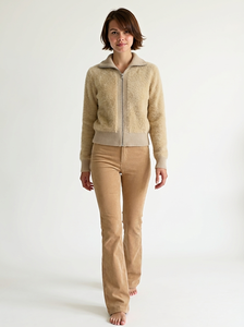 Suéter Cárdigan de Invierno Personalizable OEM ODM para Mujer, Suéter de Moda, Jacquard Afelpado, Mangas Largas, Tejido Cálido, Informal, Cuello en V, Nailon - Product Image 3