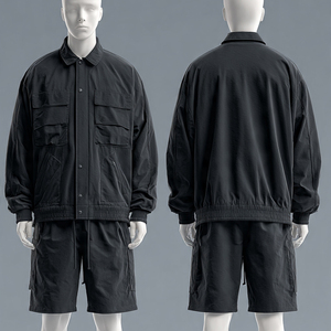 High Quality Windbreaker <b>Short</b> Tracksuits Men Summer Wind Breaker Outdoor Two Piece Waterproof <b>Shorts</b> <b>Jacket</b> Tops - Product Image 3