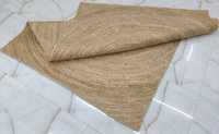 Tapis rond en jute fait main, style bohème, bordure noire et blanche, fibre naturelle, tapis tressé à la main, décoration de salon style farmhouse