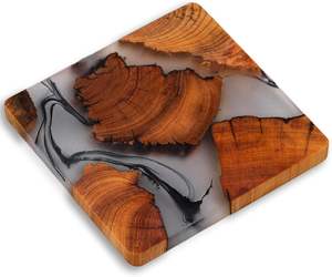 Acacia Wood Handmade Luxury Square <b>Coaster</b> for Coffee Table Absorbent Table Protection <b>Drink</b> <b>Coasters</b> 60cm Diameter for Office - Product Image 1
