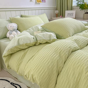 Parure de lit de luxe en coton pur et lin, <span class=keywords><strong>4</strong></span> pièces, taille King, en gaze douce <span class=keywords><strong>à</strong></span> bulles, avec housse de couette, vente en gros - Product Image 1