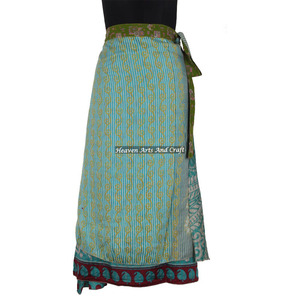 100 Ways to Wear Long <b>Wrap</b> <b>Skirt</b> 2 Layer Reversible Magic Silk Saris <b>Wrap</b> Long <b>Skirt</b> Sari <b>Wrap</b> Around <b>Skirt</b> Two Layer Printed - Product Image 5