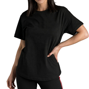 100% coton contraste rayure manches courtes rayures coupe ajustée filles t-shirt ourlet incurvé hip hop décontracté à la mode femmes t-shirts - Product Image 6