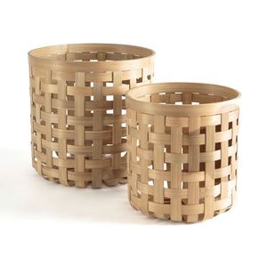 Panier de rangement rond en bambou tressé, organisateur pour la maison, accessoires de cuisine, conteneur alimentaire, panier à linge pour salle de bain - Product Image 2