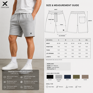 Shorts de sport X Sports City pour homme, haute qualité, 320 GSM, 100 % coton molletonné, parfaits pour les activités de plein air, style décontracté, look premium. - Product Image 6