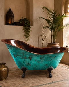 Bañera Moderna de Cobre Puro de Alta Calidad, Ecológica, Hecha a Mano, Independiente, para Baños de Lujo, Spas y Hoteles - Product Image 3