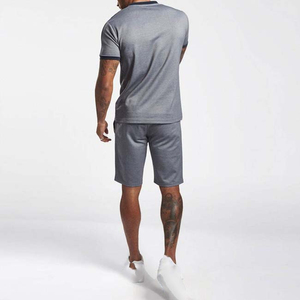 Men's Summer Casual Streetwear Clothing Set Custom Logo Embossed Oversized <b>Tshirt</b> Knitted Soft <b>Plain</b> Shorts 2-Piece Eco-Friendly - Product Image 2