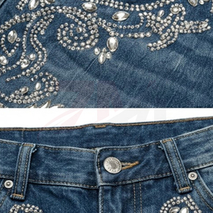 Fabricante Mayorista de Ropa: Shorts de Mezclilla Premium para Hombre con Adornos de Piedras, Ropa Urbana de Lujo, OEM Personalizado - Product Image 5