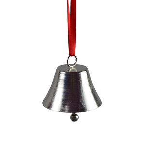 Cloche suspendue moderne en argent avec un design en métal massif personnalisable et respectueux de l'environnement pour la décoration festive et des arbres de Noël - Product Image 3