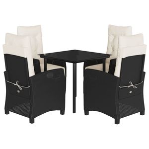 Ensemble de salle à manger de jardin noir et blanc crème - Product Image 2