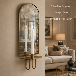 Modern Arched Mirrored Wall <b>Sconce</b> Brass <b>Candle</b> Holder Decorative Antique Mirror Wall Accent Luxury Home Décor for Living Room - Product Image 3