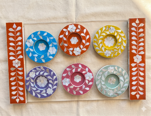 <b>Dishes</b> & Plates Customizable Mother of Pearl Mubkhar <b>Set</b> Includes Vase Bone Inlay Tray Burner Incense Bakhoor with Box-for Gift - Product Image 1