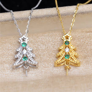 ถาดใส่เครื่องประดับไข่มุก DIY เงินแท้ S925 ลายต้นคริสต์มาส สำหรับสร้อยคอ 8-10 เส้น ถาดเปล่า 5601 จี้แฟชั่นสำหรับสร้อยคอ - Product Image 3