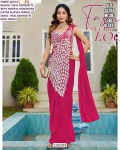 ผ้าส่าหรีงานแต่งงานแบบดั้งเดิม Aashi Pista Pearl ป้องกันรอยยับ ซึมซับความชื้น เหมาะสำหรับฤดูหนาวและฤดูร้อน - Product Image 3