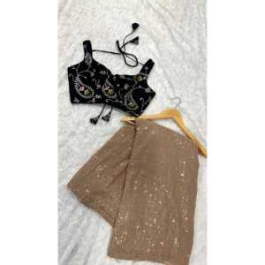 Magnifique Saree de travail de séquence pour les fêtes et les clubs - Product Image 3