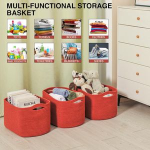 Modern Eco-Friendly Storage <b>Baskets</b> for Organizing <b>Shelves</b> Woven Cotton Rope Bins for Drink/Food Storage - Product Image 4