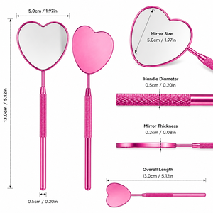 Personalized Heart Shape Handheld Stainless Steel Frame <b>Makeup</b> <b>Mirror</b> 3X <b>Magnifying</b> Single Side - Product Image 5