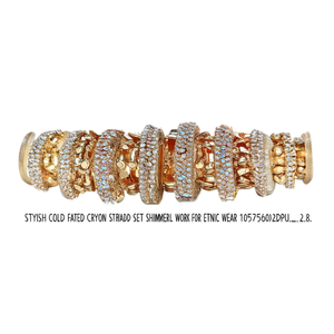 Stylish Gold Plated Crystal Stone <b>Bangles</b> <b>Set</b> Shimmering Crystal Work for Ethnic Wear 10575602DPU_2.8 - Product Image 2