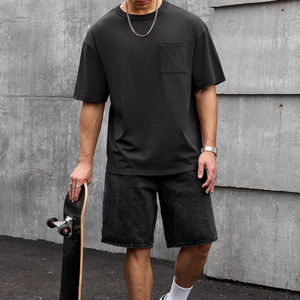 Camiseta de Algodón Transpirable con Logotipo Personalizado, Hombros Caídos, Cómoda, para Hombre, Color Sólido, Resistente, Talla Grande, Diseño en Blanco - Product Image 5