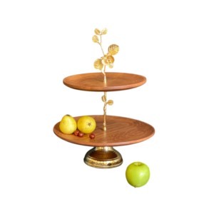 2 Tier <b>Wooden</b> Cake <b>Stand</b> Rustic Round Wood Dessert <b>Stand</b> Tiered <b>Cupcake</b> Display Server For Wedding Event - Product Image 6