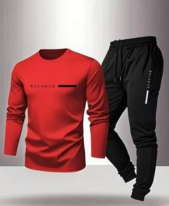 OEM Men's Sporty Long Sleeve Shirt <b>Set</b> With Quick Dry <b>Knitted</b> Fabric Autumn Wear Pants Top <b>set</b> - Product Image 4