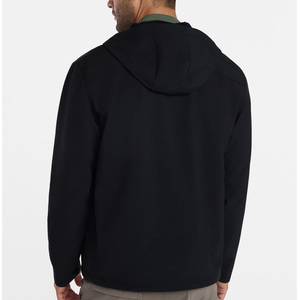 Veste polaire à capuche noire pour homme, fermeture éclair, coupe-vent, vêtement d'extérieur décontracté, coupe régulière, matière polyester légère et collée - Product Image 2