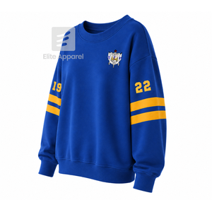 เสื้อสเวตเชิ้ตแบบมีฮู้ดระบายอากาศได้ดีของชมรมซิกมาแกมมาโร พร้อมโลโก้ปักด้านหน้า สีน้ำเงินทอง แขนยาว สำหรับผู้หญิง - Product Image 2