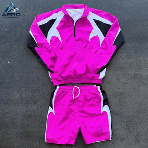 Different Contrast Color Highest Quality New Arrival Fully Customized Made Low Moq New Trendy Windbreaker Shorts Sets For Men - Product Image 2