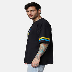 Camiseta de Hombre de Algodón Puro Lavado de Alta Calidad, Versión Retro Ancha con Mangas Caídas y Cuello Redondo, Top de Manga Corta - Product Image 4