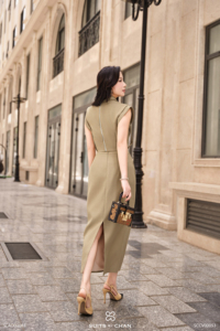 Falda Midi de Cintura Alta para Mujer, Estilo Lápiz, Color Sólido, para Oficina, Tejido de Lana, ANTONIA - Product Image 3