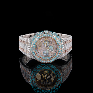 Moissanite World Cartoon Luxury Chronograph <b>Watch</b> 40mm Analog Quartz Movement Stainless Steel 20mm Push Button Hidden <b>Clasp</b> - Product Image 1