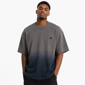 Soft Breathable <b>Waffle</b> Knit Fabric Custom Tie-Dye Gradient Casual Men's <b>shirts</b> Oversized Loose Fit Textured Tee Embroidered Logo - Product Image 1