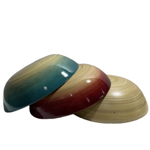 High Quality <b>Disposable</b> Handicraft Bamboo Bowl Colorful Design Made Vietnam Eco-Friendly Lacquer Customized Color Logo - Product Image 4