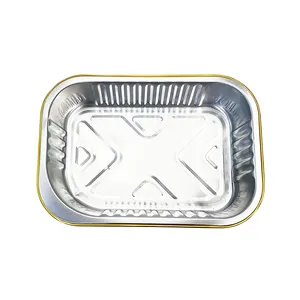 Container With Lid Airline Food Service Aluminum Foil Rectangle Disposable Plates Aluminum Tray Aluminium Food Container