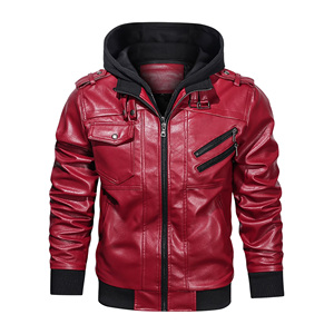 Chaqueta de Cuero de Vaca Estilo Clásico para Invierno, Cuello Alto, Capucha, Color Personalizado para Hombre, Impermeable y de Secado Rápido - Product Image 1
