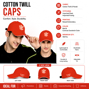 Casquette de sport en sergé de coton brodée sur mesure avec logo personnalisé, casquette de baseball à 5 panneaux, visière incurvée, fermeture Velcro, ajustement réglable, promotionnelle - Product Image 1